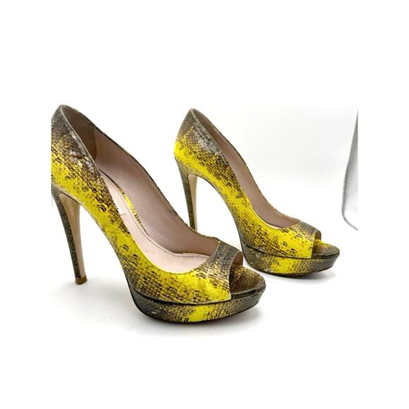 Miu Miu yellow girasole peep-toe pump in a python-print leather size 37 - Picture 7 of 10